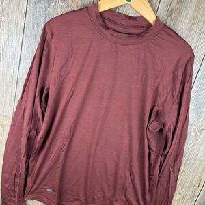 Janji Repeat Merino Tech Long Sleeve Running Shirt Mens Large Maroon